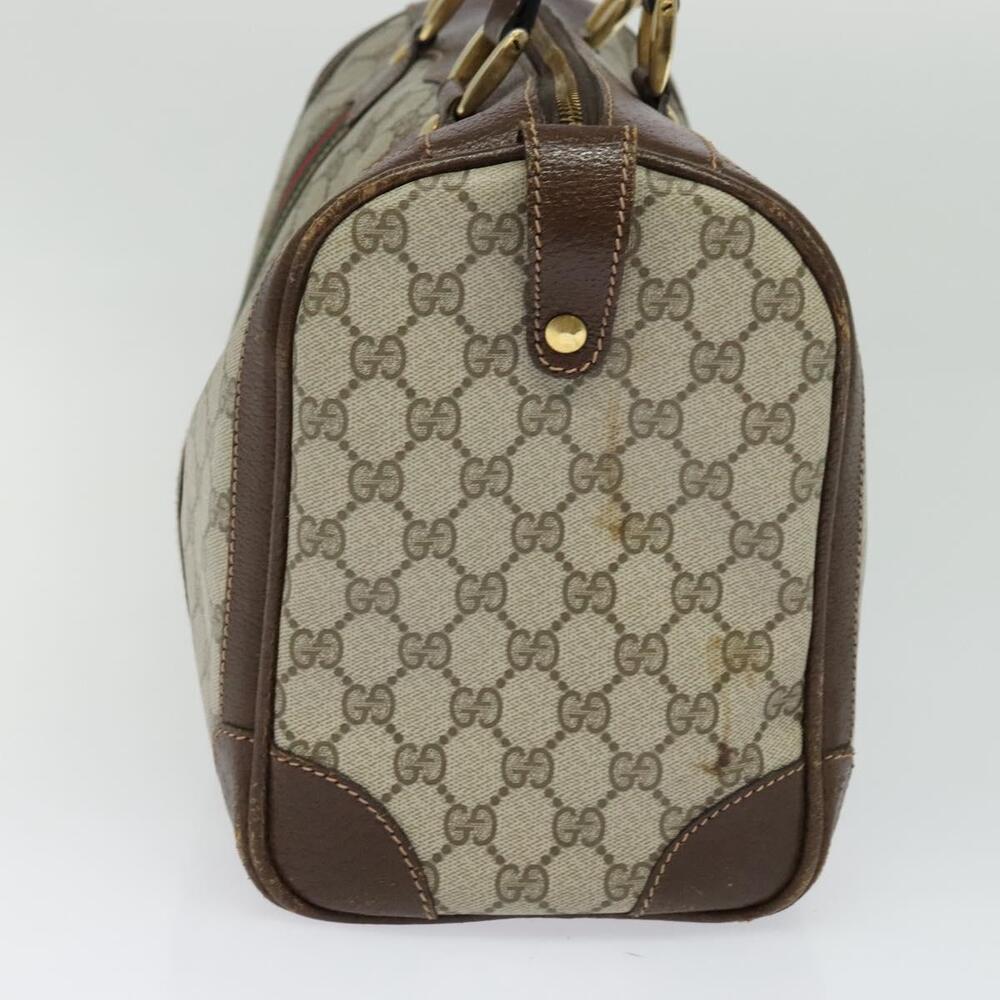 GUCCI GG Supreme Web Sherry Line Hand Bag Pvc Beige Gold Red - Picture 5 of 16